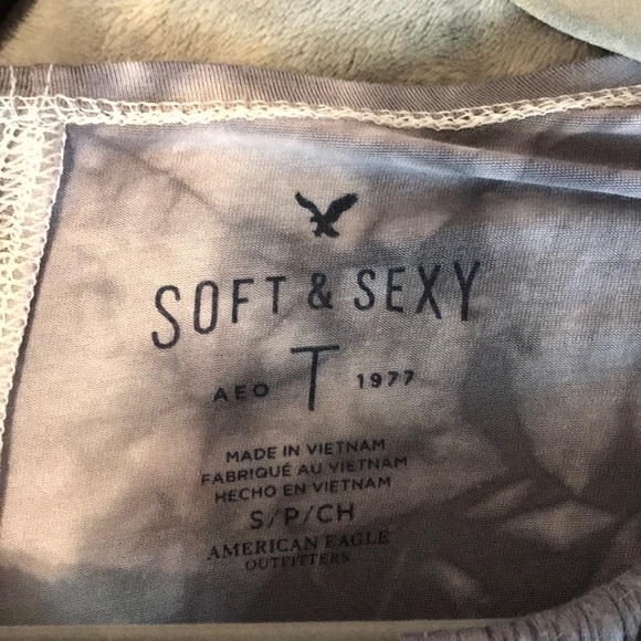 American Eagle tie dye long sleeve grey top - Picture 2 of 4